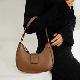 and Trendy Fashionable Shoulder Bag Simple Casual Underarm Moon for Women Spring 2024 Niche Design Handbag