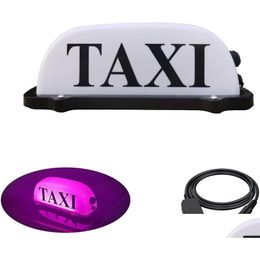 Decorative Lights Pink Taxi Sign Light For Car Usb Rechargeable Battery Waterproof Dome Led With Sealed Base Drop Delivery Mobiles M Dh8Px