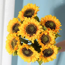 Decorative Flowers Artificial Sunflower African Daisy DIY Flower Arrangement Vase Simulation Silk Decor Wedding Party Home Room Decoration