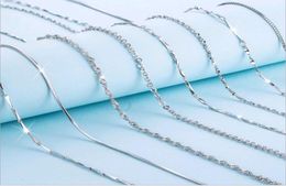 Solid 925 Sterling Silver Chain Necklace 1mm 18inch Box Twisted Starry Neck Chain for Pendant Necklace Jewelry7655339
