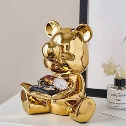 Decorative Objects Figurines Violent Bear Storage Ornaments Ceramic Ins Style Living Room Entrance Bedroom Wine Cooler Decorations Creative Home Decoration T240