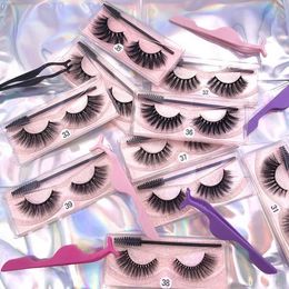 Makeup Eyelash Packaging Box Eye Lashes Set Thick Lengthening 20 Style Single Packaging Boxes With Tweezer Brush Opp Bag3208939