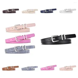 Belts Metal Buckle PU Leather Belt Retro Slim Side Simple Korean Waistband Y2k Style Jeans Trouser Decor Thin Waist Ladies/Girls