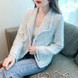 Women's Suits In Stock: French Design Chic Style Tweed Airy Versatile Slimming Short Jacket For Women As Outerwear Top High Quality