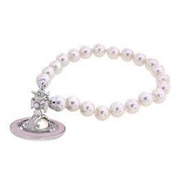 Designer High quality Westwood Pearl Enamel 3D Saturn Bracelet Edition