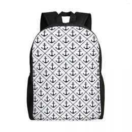 Backpack Navy Blue Nautical Anchor Pattern For Girls Boys Sailing Sailor College School Travel Bags Bookbag Fits 15 Inch Laptop