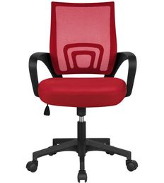 Computer Desk Rolling Chair MidBack Mesh Office Chair Height Adjustable Red4478675