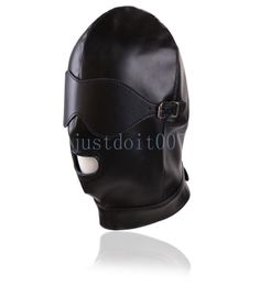 Slave Fetish Restraints eye Mask Head Hood Headgear Blindfold Open Mouth Laceup BDSM Sex Games Toy E942137185