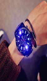 New 2020 Men Women Fashion Sports Watches 7 Color Led Lights Glow Watches Silicone Band Quartz Watches Gifts reloj hombre3006570