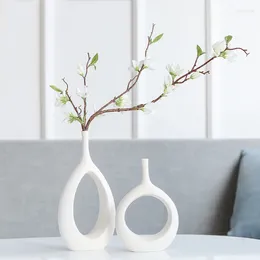 Vases Simple Nordic Ceramic Flower Vase Home Table Decor Pot Arrangement Garden Desk Creative Ornament Dried