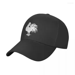 Ball Caps Sydney Roosters - White Rooster Cockerel On Black Baseball Cap Tea Hat Fashionable Summer Girl'S Hats Men's