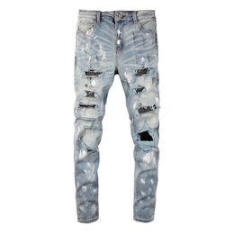 Jeans Designer Mens Fashion Bikers Hole Womens Denim Cargo for Men US Brand Campus Street Dance Blue Ripped Body Shaper Pencil Pants