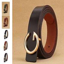 High Quality genuine leather woman luxury belts Brand Belt for woman's Jeans G buckle Strap Waistband Round Ring buckle cowskin Y0 266j