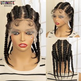 Synthetic Full Lace Cornrow Box Braids Wig 14Inches Short Braided Lace Front Wigs for Women Jumbo Knotless Box Braid Lace Wigs 240430