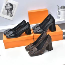 Scept Pump Designer Women Sandals Sandalo in pelle vera tacchi grossi con talloni alti scarpe da abbigliamento estivo 5.5 01