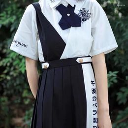 Clothing Sets Japan High School Class Uniform Preppy Style Sundress Girl Sailor Pinafore Navy Pleated Dress Korean Students JK Seifuku