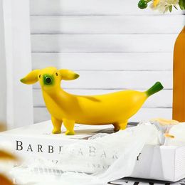 Cute Banana Dog Garden StatuesFunny Dog Statues Resin Ornaments Standing Dog Carfts Art Sculpture Ornaments For Outdoor Decor 240429