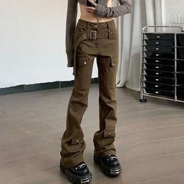 Women's Jeans Flared High Waist Loose Comfortable For Women Retro Style Cargo Pants Fashion Korean Denim Pant Trousers U118