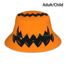 Berets Scary Halloween Jack O Lantern Pumpkin Mouth Mask Bucket Hat Sun Cap Monster Horror Womens Teen For Women