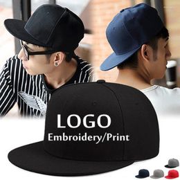 Ball Caps Adult Men Solid Flat Brim Sports Hat Custom Logo Trucker Hats Women's Fitted Adjstable Dance Hip Hop Gorros