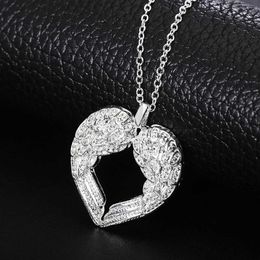 Pendant Necklaces 45cm 925 Sterling Silver Necklace Jewelry Wedding Popular Hot Sell Beautiful Fashion Elegant Charm Angel Wings HEART Pretty Lady H240504