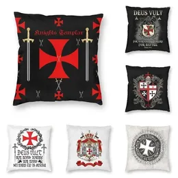 Pillow Mediaeval Emblem Knights Templar Cover Sofa Decoration Ordre Du Temple Cross Square Case 35/40/45cm