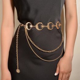 Belts Multilayer Punk Gothic Sun Waist Chain Metal For Women Dress Jewellery