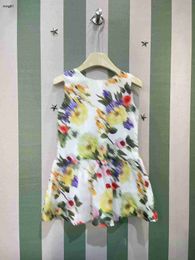 Brand girls skirt summer Flower printing Princess dress Size 100-150 CM kids designer clothes Sleeveless baby partydress 24April