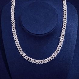 Hip Hop Jewelry 925 Sterling Silver Iced Out 10mm Miami Moissanite Cuban Link Chain Necklace