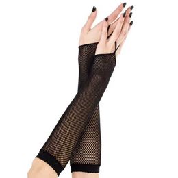 Sleevelet Arm Sleeves Black New Women Long Fishnet Gloves Summer Mesh Hollow Sunscreen Girl Gothic Punk Rock Driving Non-Slip Sleeve Q240430