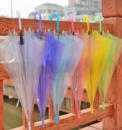 Wedding Favor Colorful Clear PVC Umbrella Long Handle Rain Sun Parasol See Through Umbrellas SN23359662226