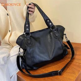 Drawstring Solid Colour Handbag PU Leather Mommy Shoulder Bag Large Capacity Simple Tote Women Commute Crossbody Casual Underarm