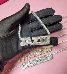 Customized Letter Name Necklace with Zircon Tennis Chain Iced Out Letters with Tennis Chain Choker Necklace for Women3321230