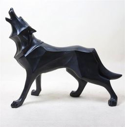 Resin Abstract Totem Wolf Dog Sculpture Figurine Craft Home Table Decoration Geometry Resin Wildlife Dog Figurine Craft3480753