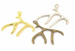 Bulk 100pcslot Deer Antler Charms Pendant 5141MM good for DIY craft Jewellery making 3 colors1928610