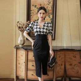 Party Dresses Slim Fit Elegant Chic Women Womans Clothing Fashion Woman Spring Summer 2024 Dress Korean Midi Short Sleeve Trendy