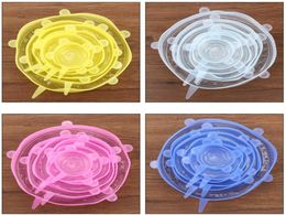 6 Pcs One Set Grade Fresh Keeping Silicone Stretch Suction Pot Lids Food Wrap Seal Lid Pan Cover Kitchen Tools Accessories 4 Color3643141