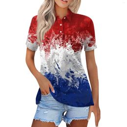 Women's T Shirts Fashion Casual Lapel Short Sleeve Print Shirt Button Up Tops Youthful Woman Clothes Clothing Blous
