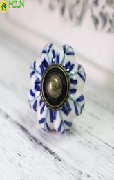4pcs white and blue porcelain drawer cabinet knob antique dresser kitchen cabinet door handle ceramic knob2676768