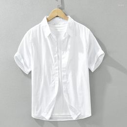 Men's Casual Shirts Cotton Linen Men Fashion Short Sleeve Shirt Man Loose Large Size Button-up