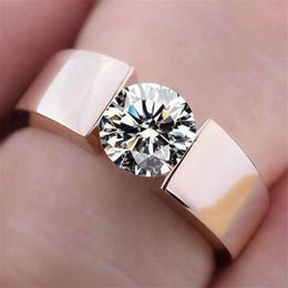 Choucong Brand New Cocktail Simple Fashion Jewellery Solitaire 925 Sterling Silver&Rose Gold Fill 5A Zircon Women Wedding Ring For Men Gi 3030