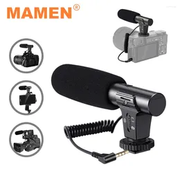 Microphones MAMEN Video Recording Microphone With Long Spring Cable Plug And Play For Phone SLR Camera Vlog Interview Podcast Microfone