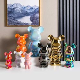 Decorative Objects Figurines Nordic 28cm Bearbrick Bear Living Room Cartoon Garden Decor Accessories Home Decor Arts and Crafts Supplies Desk Figurines Gifts T240