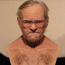 Old Man Mask Halloween Party Wrinkle Full for Head Mask GrandpaGrandma Face Mask Party Supplies Accs Cosplay Props M05 240430