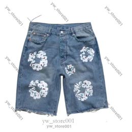 teers shorts denim shorts Shorts Jean Flower Printed Shortpants Slim Mens Light Blue Shorts Wreath Light Wash Jeans denim teara Kapok Flower shorts 6931