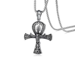 Punk Street Key To Life Egypt Necklaces For Men Middle Ages Stainless Steel Totem Scarab Ankh Pendant Jewellery PN103829218842876915