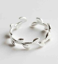 Cluster Rings Olive Branch Simple Tree Leaf 925 Sterling Silver Adjustable Party Ring For Women Personalized Designer Dainty Jewel9863698