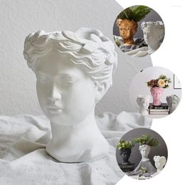 Vases Flowerpot Plant Decor Head Shaped Vase Sculpture Resin Tabletop Human Decorative Home