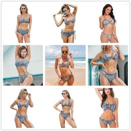 Women's Swimwear Bathing Suit Denim Bikini Set With Jeans Shorts And Bra For Beach Play Bar Nightclub