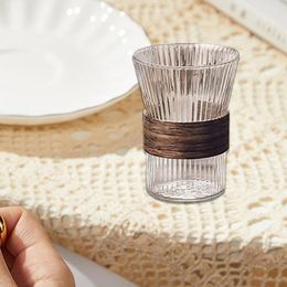 Wine Glasses Glass Cup Tumbler With Wood Cover Tea Cups Heat Resistant Drink For Beverage Juice Iced Coffee Milk Ice